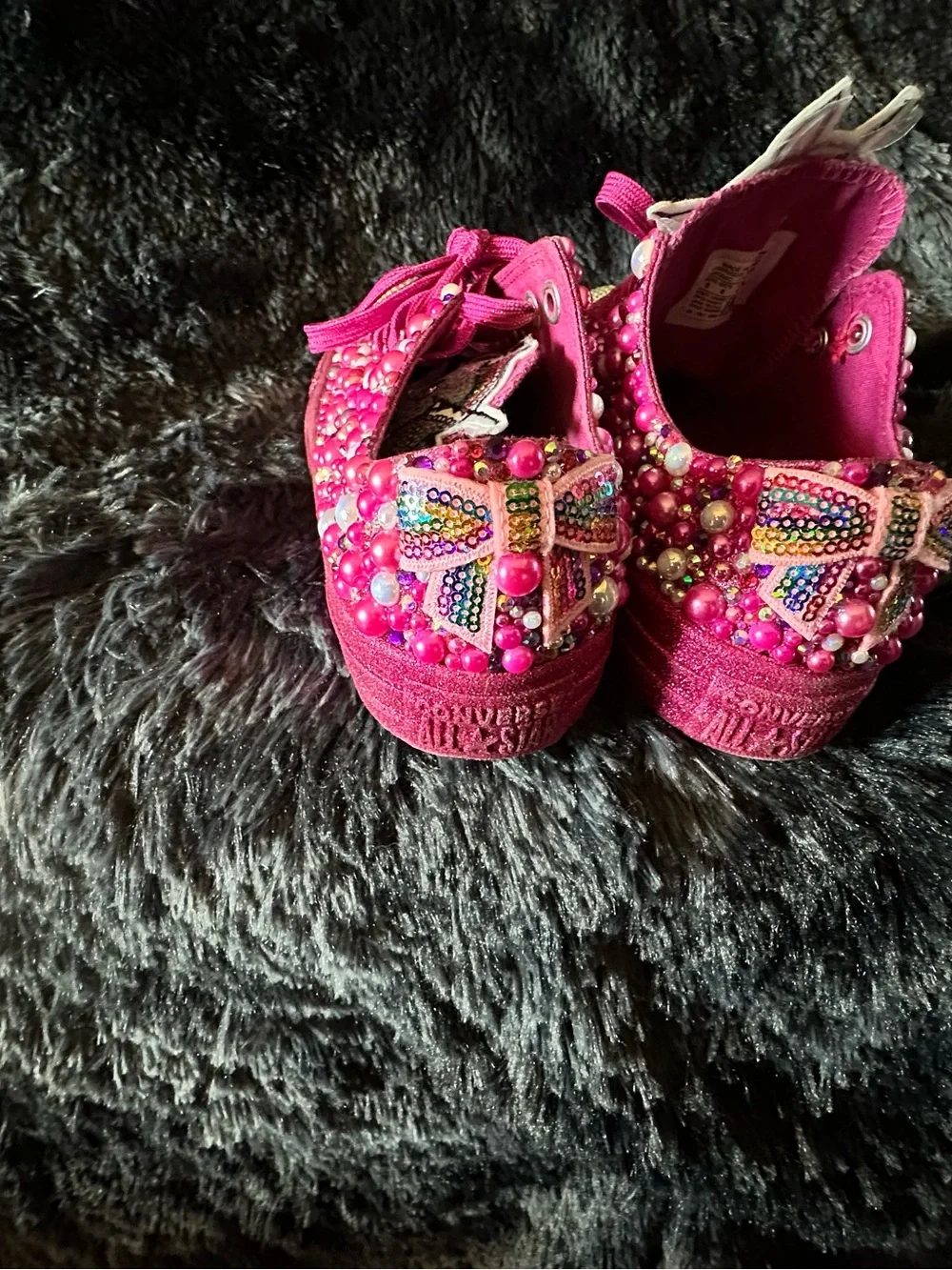 Hot Pink Unicorn ConverseEmbellished Sneakers